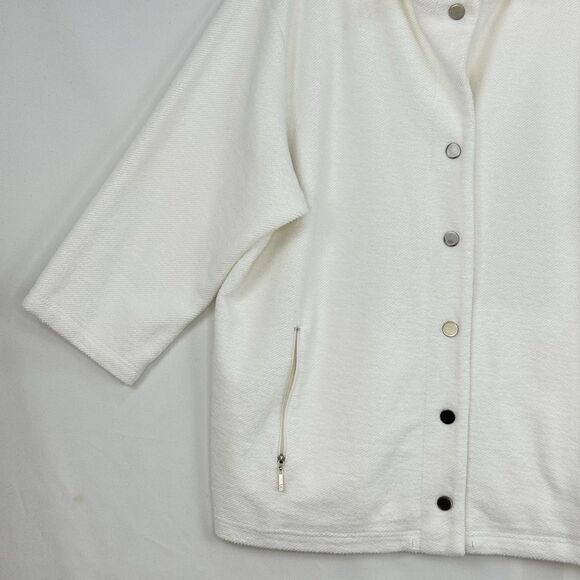 Vtg Company Ellen Tracy Women’s Collar Button Closure and zip pockets Ivory 3X - Picture 15 of 16